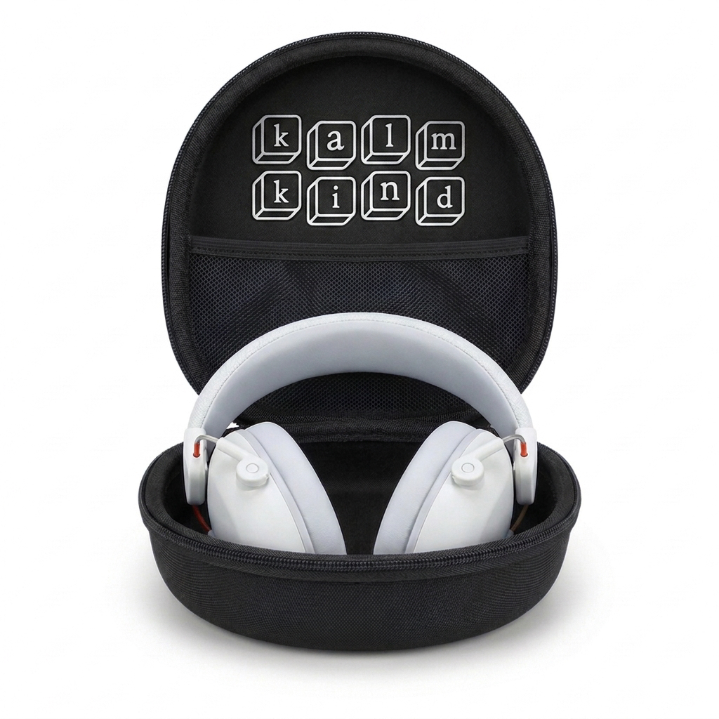 kalmkind ear defenders + carry case bundle, Chalk colourway
